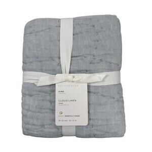 Pottery Barn Cloud Linen Cotton Quilted King Size Sham Chambray NEW WITH TAGS